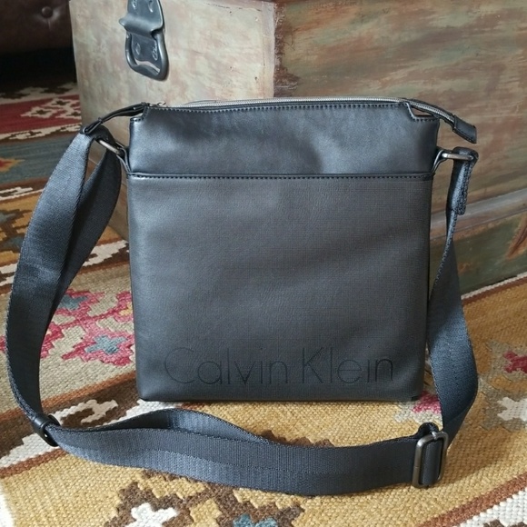 Calvin Klein Other - Calvin Klein Black Mens Faux Leather Crossbody Bag